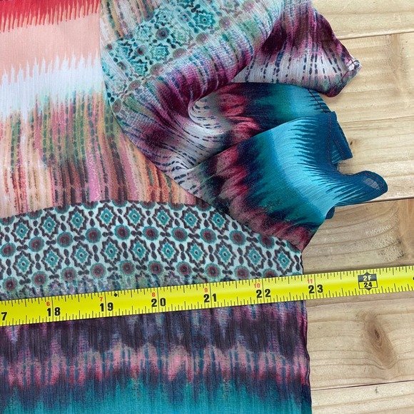 Milano Colorful Print Blouse V-Neck Short Sleeve Top Lightweight XL - Picture 6 of 6